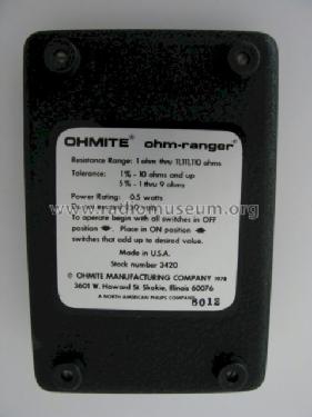 Ohm-Ranger 3420; Ohmite Manufacturing (ID = 1442514) Equipment