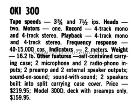 Stereo Tape Recorder 300; OKI Electric (ID = 2084949) Enrég.-R