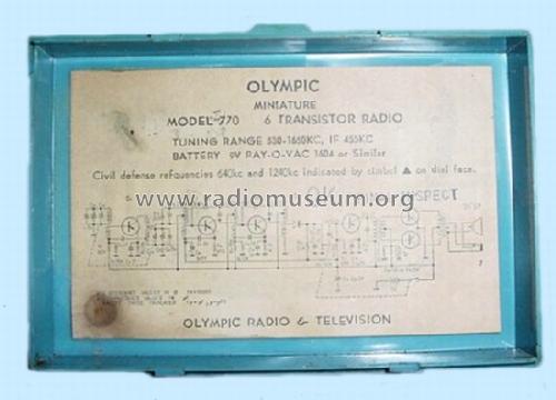 Six Transistor Miniature 770; Olympic Radio & (ID = 698273) Radio