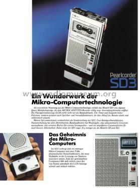 Pearlcorder - Microcassette Recorder SD3; Olympus Co.; Tokyo (ID = 2031555) Reg-Riprod