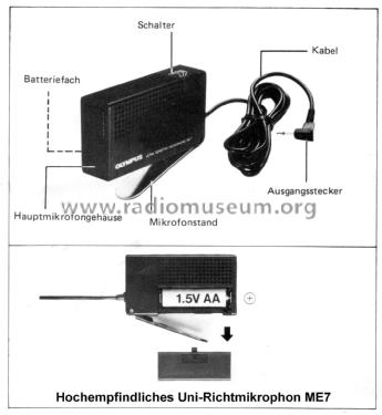 Ultra Sensitive Uni-directional Electret Condenser Microphone ME7; Olympus Co.; Tokyo (ID = 2513560) Micrófono/PU