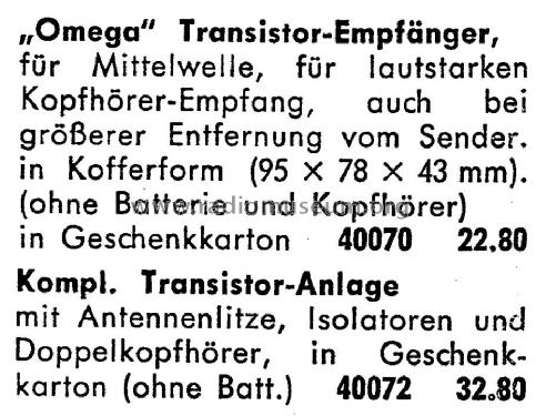 OMEGA Transistor Empfänger 8MT; Omega; Trossingen, (ID = 2087845) Radio