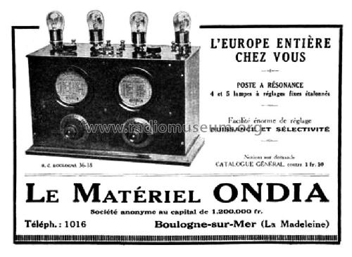 Idéal-Ondia 4 lampes ; Ondia Le Matériel; (ID = 1854406) Radio