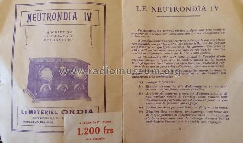 Neutrondia IV ; Ondia Le Matériel; (ID = 2149336) Radio