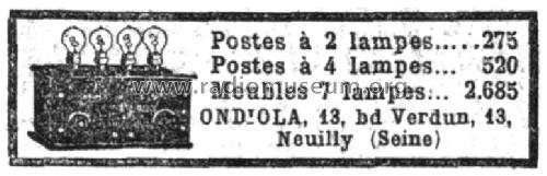 Poste à 4 lampes ; Ondiola; Neuilly-sur (ID = 2063686) Radio