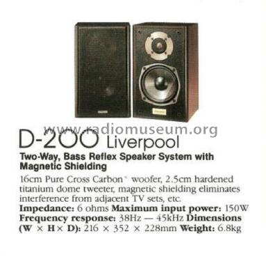 Speaker System D-200 Liverpool; Onkyo, Osaka Denki (ID = 2075238) Speaker-P