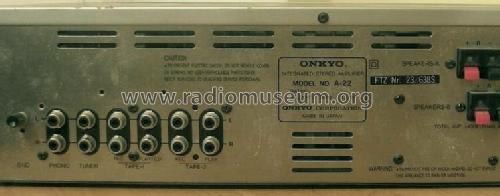 Stereo Amplifier A-22; Onkyo, Osaka Denki (ID = 1191375) Ampl/Mixer