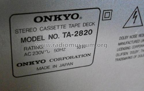 Stereo Cassette Tape Deck TA-2820; Onkyo, Osaka Denki (ID = 2164375) R-Player