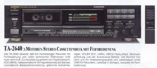 Stereo Cassette Tape Deck TA-2640; Onkyo, Osaka Denki (ID = 652310) R-Player