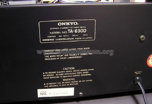 Stereo Cassette Tape Deck TA-630D; Onkyo, Osaka Denki (ID = 1184829) R-Player