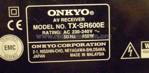 TX-SR600E; Onkyo, Osaka Denki (ID = 2160896) Radio