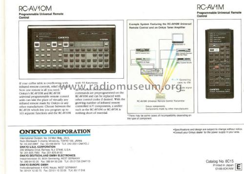 Universal Programmable Remote RC-AV1M; Onkyo, Osaka Denki (ID = 2075286) Misc