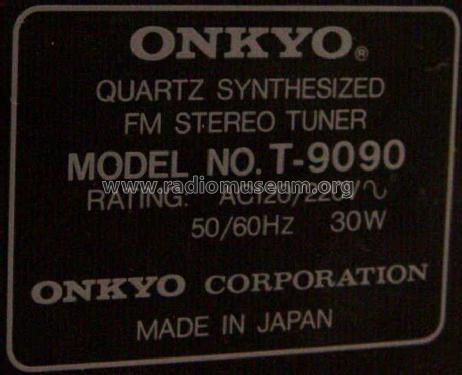 Integra Quartz Synthesized FM Stereo Tuner T-9090; Onkyo, Osaka Denki (ID = 2611187) Radio