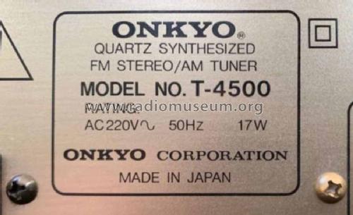 Integra Quartz Synthesized FM Stereo / AM Tuner T-4500; Onkyo, Osaka Denki (ID = 2617518) Radio