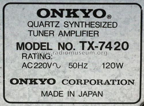 Quartz Synthesized Tuner Amplifier TX-7420; Onkyo, Osaka Denki (ID = 2962926) Radio