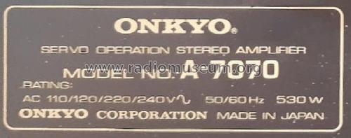 Super Servo Operation Integrated Stereo Amplifier A-7070; Onkyo, Osaka Denki (ID = 2793558) Ampl/Mixer