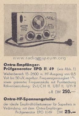 Empfänger-Prüfgenerator EPG II / 49; Ontra - Werkstätten; (ID = 1849318) Equipment