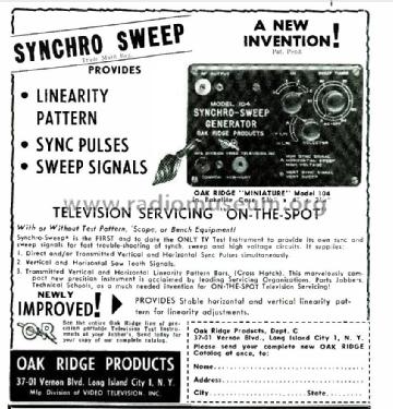 Synchro-Sweep Generator 104; OR - Oak Ridge (ID = 2736875) Equipment