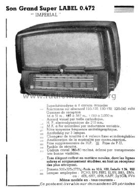 Impérial Luxe O472-L ; ORA, Oradyne, Gérard (ID = 1418661) Radio