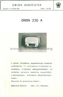 230A/010; Orion; Budapest (ID = 1497846) Radio