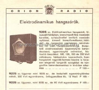 9225; Orion; Budapest (ID = 826156) Speaker-P