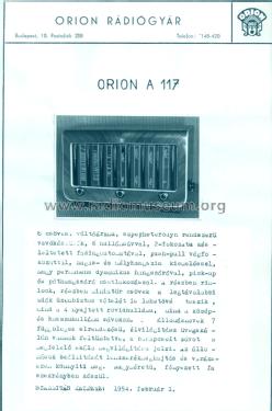 A117; Orion; Budapest (ID = 2238986) Radio