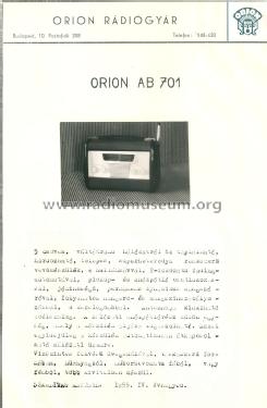 AB 701; Orion; Budapest (ID = 1516344) Radio
