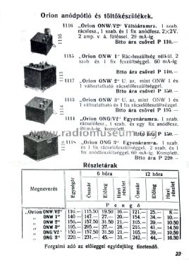 Anódpótló és töltőkészülék ONG 3 DC; Orion; Budapest (ID = 1596942) Aliment.