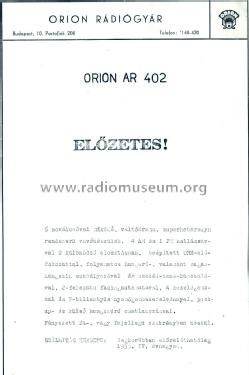 AR402; Orion; Budapest (ID = 1502697) Radio
