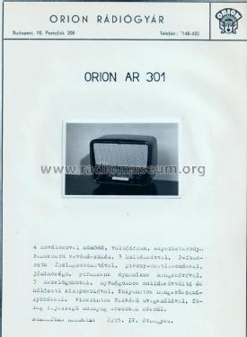 AR 301; Orion; Budapest (ID = 2236406) Radio