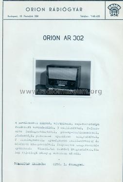 AR 302; Orion; Budapest (ID = 2236382) Radio