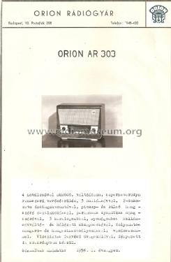 AR 303; Orion; Budapest (ID = 1520590) Radio