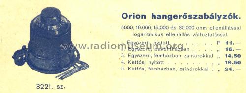 Hangerőszabály - volume control 3221; Orion; Budapest (ID = 2266497) Radio part