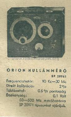 Hullám Meter / Wave Meter SP20961; Orion; Budapest (ID = 1438490) Ausrüstung