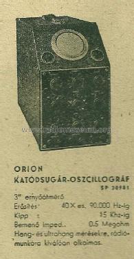 Katódsugár Oszcilloszkóp SP20981; Orion; Budapest (ID = 1438486) Equipment