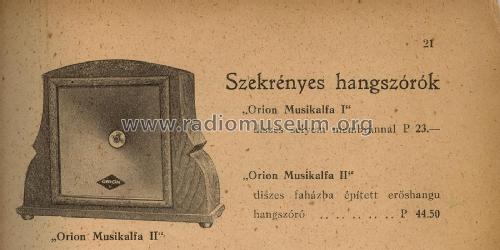 Musikalfa II ; Orion; Budapest (ID = 2242597) Speaker-P