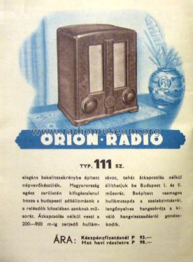 Népvevö 111; Orion; Budapest (ID = 1962491) Radio