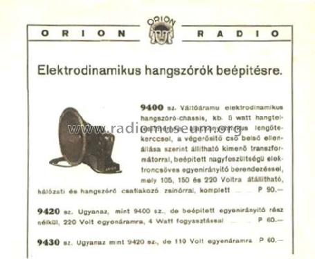 Speaker 9400; Orion; Budapest (ID = 827299) Speaker-P