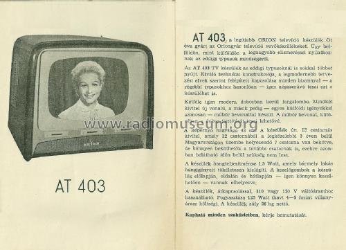 Tisza AT-403 ; Orion; Budapest (ID = 1827534) Television