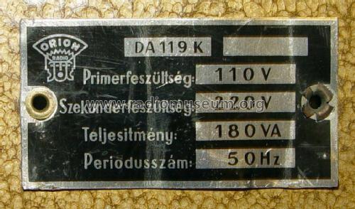 Transzformátor 110/220 V DA119K; Orion; Budapest (ID = 2184759) Equipment