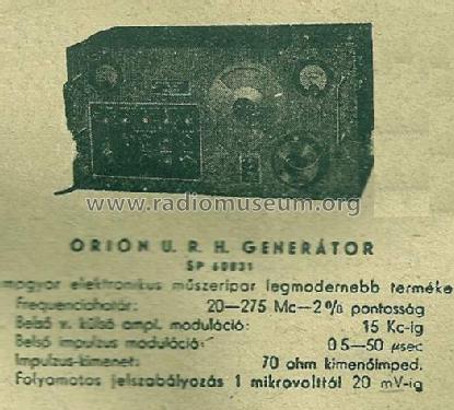 URH Generator SP60831; Orion; Budapest (ID = 1438479) Equipment