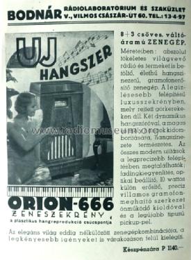 Zeneszekrény 666; Orion; Budapest (ID = 1389274) Radio