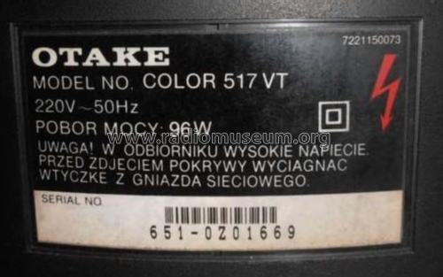 Otake Color 517 VT; Orion Electric Co., (ID = 1813395) Fernseh-E