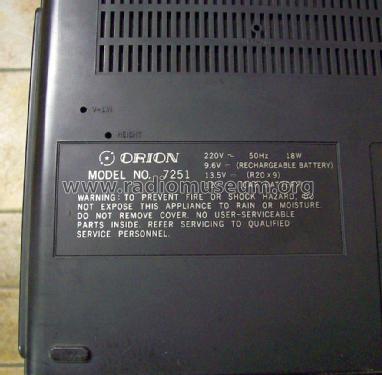 Portable radio-tv recorder 7251; Orion Electric Co., (ID = 2168152) TV-Radio