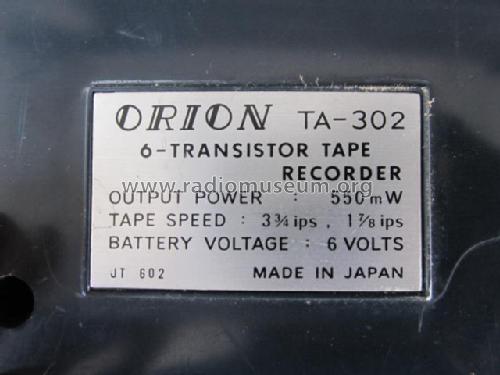 Capstan Drive 6 Transistor Tape Recorder TA-302 ; Orion Electric Co., (ID = 880573) Ton-Bild