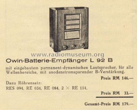 Oekonom 35 L92B; Owin; Hannover (ID = 1337805) Radio