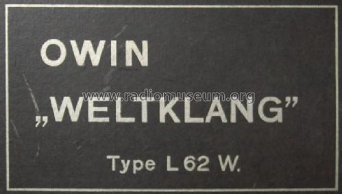 Weltklang L62W; Owin; Hannover (ID = 481060) Radio