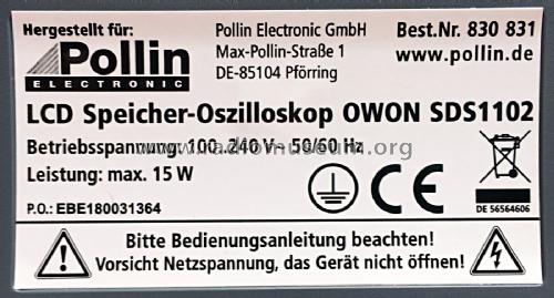 Owon LCD Speicher Oszilloskop SDS1102; Pollin Electronic (ID = 2383106) Equipment