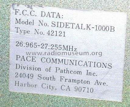 Sidetalk 1000B; Pace Communications; (ID = 728972) CB-Funk
