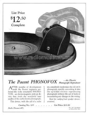 Phonovox pick-up No. 105; Pacent, New York (ID = 2003282) Microphone/PU